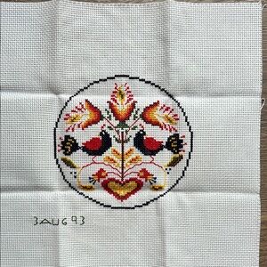 Embroidered Bird and Floral Design Double Distelfink 1993